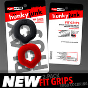 Hünkyjunk - Fit Rings - ErgoFit Cockringen - Twee Stuks - Zwart/Rood-Erotiekvoordeel.nl