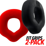 Hünkyjunk - Fit Rings - ErgoFit Cockringen - Twee Stuks - Zwart/Rood-Erotiekvoordeel.nl
