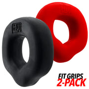 Hünkyjunk - Fit Rings - ErgoFit Cockringen - Twee Stuks - Zwart/Rood-Erotiekvoordeel.nl