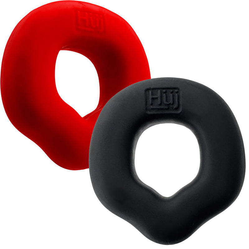 Hünkyjunk - Fit Rings - ErgoFit Cockringen - Twee Stuks - Zwart/Rood-Erotiekvoordeel.nl