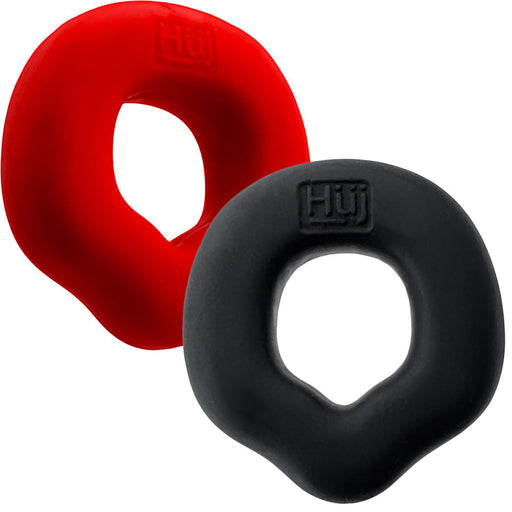 Hünkyjunk - Fit Rings - ErgoFit Cockringen - Twee Stuks - Zwart/Rood-Erotiekvoordeel.nl