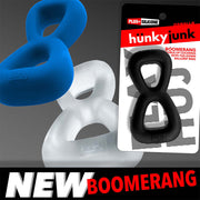 Hünkyjunk - Boomerang - Dubbele Cockring met Ballstretcher - Zwart-Erotiekvoordeel.nl
