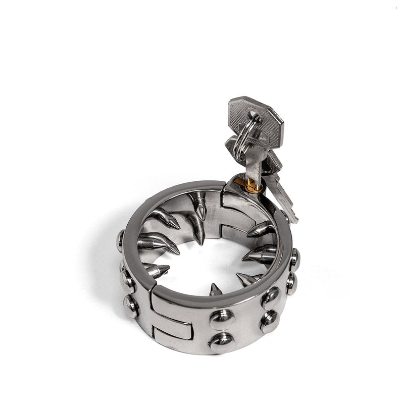 Black Label - Ballstretcher met Spikes en Stealth Lock - RVS-Erotiekvoordeel.nl