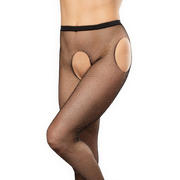 Amorable - Open Kruis Panty met Strass - One Size - Zwart-Erotiekvoordeel.nl