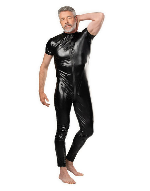 Amorable - Wetlook Heren Overall - Zwart-Erotiekvoordeel.nl