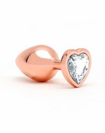 Rimba - Rosƒó Gouden Aluminium Buttplug Met Hartvormig Kristal