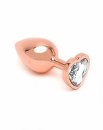 Rimba - Rosƒó Gouden Aluminium Buttplug Met Hartvormig Kristal