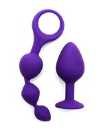 Rimba - Barcelona - Anaal Set Met Buttplug En Anaal kralen - Paars