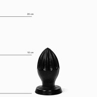 All Black - Buttplug - Met Groeven - 12 x 5 cm - Zwart