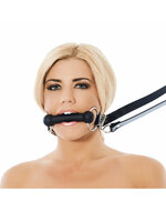 Rimba - Paardenbit gag met leidsels - leder - zwart