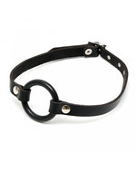 Rimba Bondage Play - Ring gag van leer - zwart