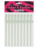 Lovetoy - Herbruikbare Piemel Drinkrietjes - Glow In The dark