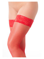 Amorable - Erotische Kousen - Hold-up Visnet Kousen - Rood - One Size