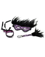 Rimba - Burlesque BDSM Set met Masker en Zweepje - Paars/Zwart