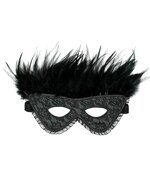 Rimba - Burlesque Masker Met Veren - Zwart