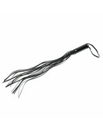 Rimba - Zweep Flogger Met 19 strengen En kort Handvat - Leer - Zwart