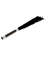 Rimba - Suede Flogger Met Glazen Handvat En Kristal - Zwart