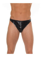 Amorable - Erotische String voor Mannen - Verleidelijke Zwarte Lak Look Slip - One Size