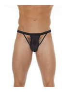 Amorable - Herenstring - Opengewerkte Details Voorkant - One Size - Zwart