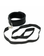 Rimba - Soft Bondage Halsband Met Leash - Zwart