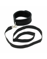 Rimba - Soft Bondage Halsband Met Leash - Zwart