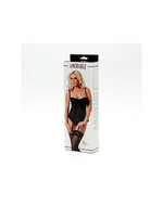 Amorable - Zwart corsetlijfje transparant met kousen en string