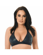 Rimba - Leren BH top Met Clip Sluiting Achter - Zwart