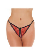 Amorable - Sexy tanga slipje met open kruis - rood/zwart