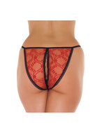 Amorable - Sexy tanga slipje met open kruis - rood/zwart
