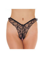 Amorable - Kanten brasilian String Met Open Kruis - Zwart