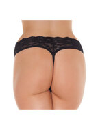 Amorable - G String - Open Kruis - One Size - Zwart - Burlesque Slipje Met Kanten Ruche