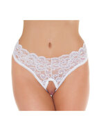 Amorable - Erotische String - Kanten Slip Met Open Kruis - Burlesque Uitstraling - Wit - One Size