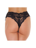 Amorable - Zwart kanten mini short met witte vetersluiting
