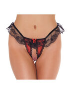 Amorable - Open String - Burlesque Tanga Met Open Kruis - Rood Zwart - One Size