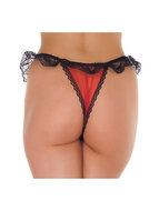 Amorable - Open String - Burlesque Tanga Met Open Kruis - Rood Zwart - One Size