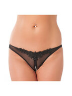 Amorable - Transparante String Met Open Kruis Kant Accent en Pareltjes