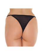 Amorable - Luxe Kanten Vlinder String Met Open Kruis - Zwart