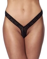 Amorable - Erotische String - Kanten Mini Slip - Aansluitend Onderbroekje - Zwart - One Size - Polyester