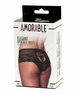 Amorable - Kanten slip met open achterkant en rijglint - zwart