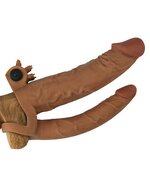 Lovetoy - Pleasure X-tender Verlengende Vibrerende dubbele penis sleeve - Bruin