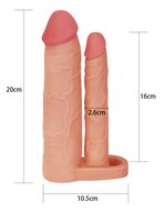 Lovetoy - Pleasure X-tender Dubbele penis sleeve - Lichte Huidskleur