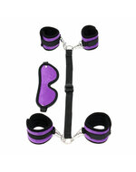 Rimba - Soft Bondageset Polsboeien/Enkelboeien Set Met blinddoek - Zwart/Paars
