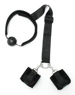 Rimba - Bondageset - Mondknevel - Boeien - Velcro - Zwart - Diameter Gag 45 mm -