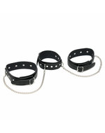 Rimba - Boeienset Collar met Dijbeenboeien en Verbindingskettingen - Echt Leer - Zwart