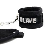 Rimba - Soft Bondage set blinddoek en handboeien SLAVE - zwart