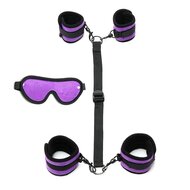 Rimba - Soft Bondageset Polsboeien/Enkelboeien Set Met blinddoek - Zwart/Paars