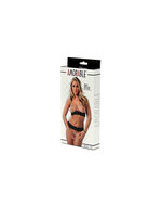 Amorable - BH Set Open Cups En Open Kruis Van Zwart Kant Met parels