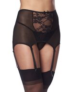 Amorable - Vintage stijl jarretelgordel met string en kousen - zwart