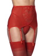 Amorable - Vintage stijl jarretelgordel met string en kousen - rood