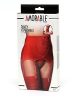 Amorable - Vintage stijl jarretelgordel met string en kousen - rood